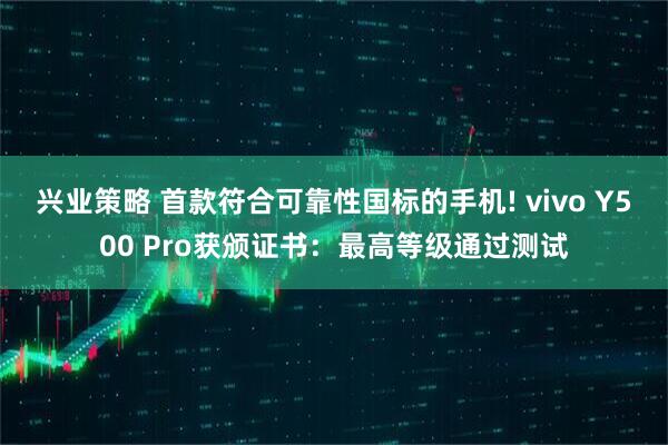兴业策略 首款符合可靠性国标的手机! vivo Y500 Pro获颁证书：最高等级通过测试