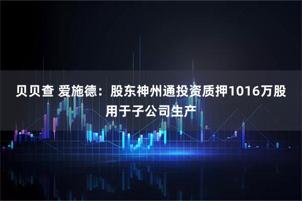 贝贝查 爱施德：股东神州通投资质押1016万股用于子公司生产